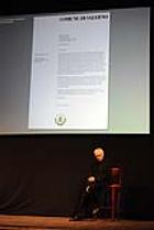 Massimo Vignelli a Salerno. Lectio Magistralis al Teatro Verdi. La presentazione del brand. Salerno, 22 Novembre 2011.